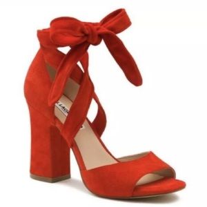 NWT Karl Lagerfeld Scarlet (orange Tone) Racha Suede Sandals